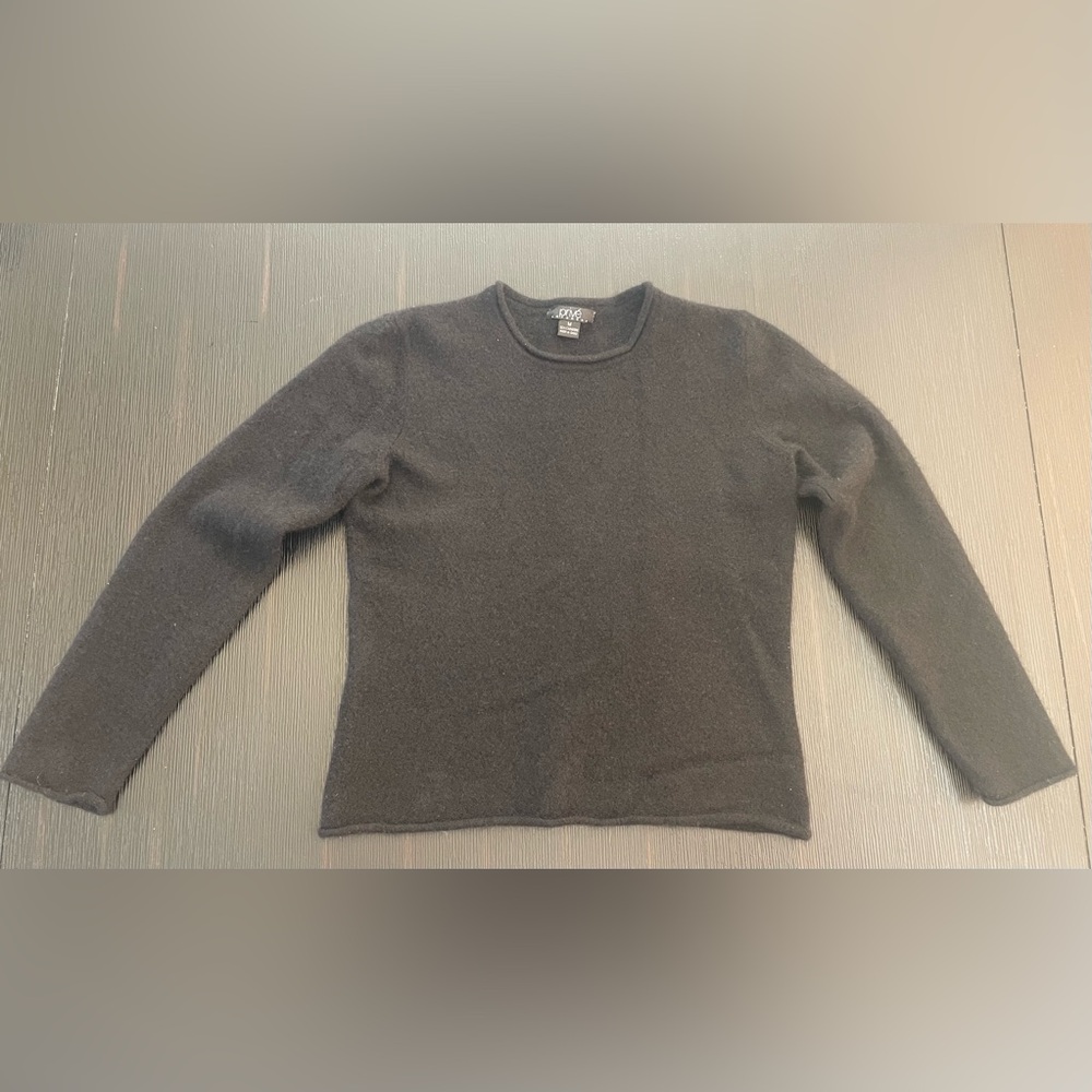 Women's Black Privé 100% Premium Cashmere Long Sleeve Sweater Sz Med